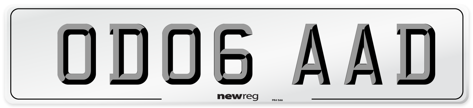 OD06 AAD Number Plate from New Reg